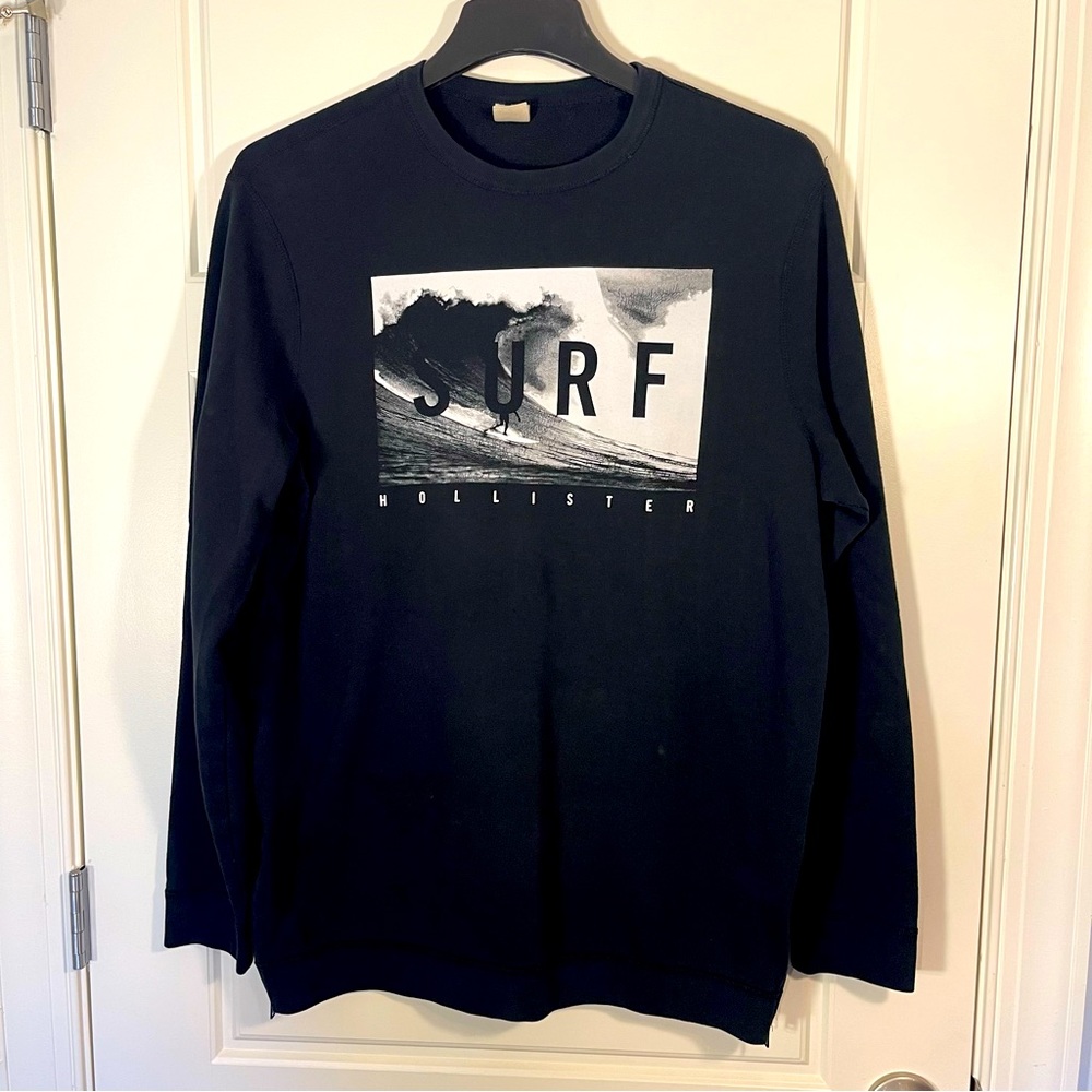 Hollister black surf sweatshirt L zip sides